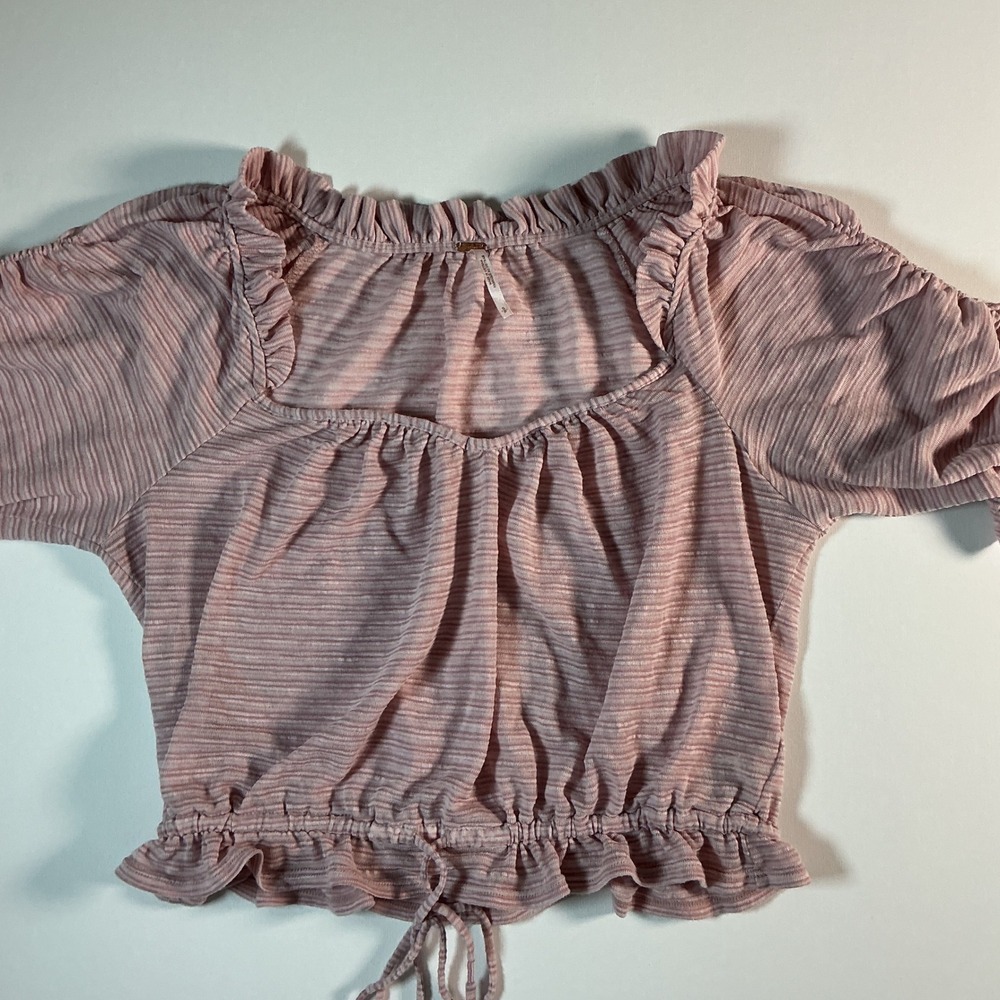Free People We The Free Dorothy Striped Crop Top Pink White Size S